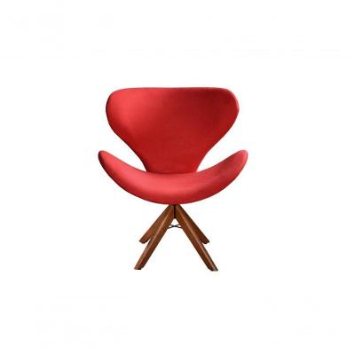 Poltrona Isis Giratória de Madeira Suede Vermelho Bella Decor