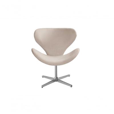 Poltrona Isis Giratória Decorativa Base Metal Suede com Espuma D26 Confortável Bege Bella Decor