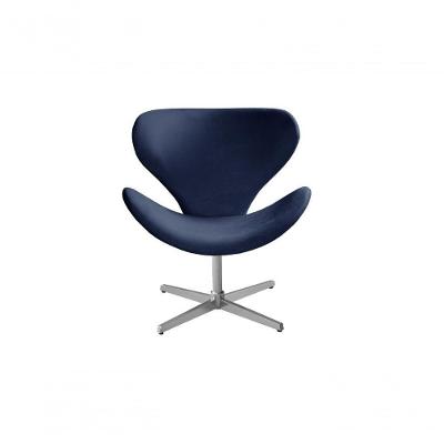 Poltrona Isis Giratória de Metal Veludo Azul 210 Bella Decor