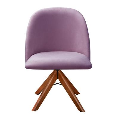 Poltrona Gaia Decorativa Base Giratoria de Madeira Veludo Confortavel Roxo Bella Decor