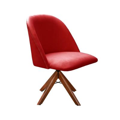 Poltrona Gaia Decorativa Giratória Madeira Suede Assento Confortável Vermelho Bella Decor