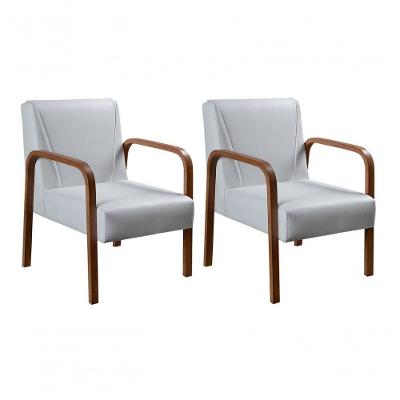 Kit 2 Poltronas Anita Corino Branco com Braços Suporta 120kg Bella Decor