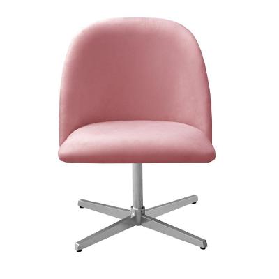 Poltrona Gaia Giratória Base Metal Veludo Rosê Até 120kg Bella Decor