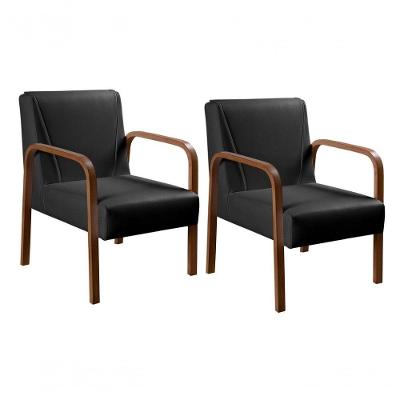 Kit 2 Poltronas Anita Decorativa para Sala de Estar Corino Conforto com Espuma D26 Preto Bella Decor