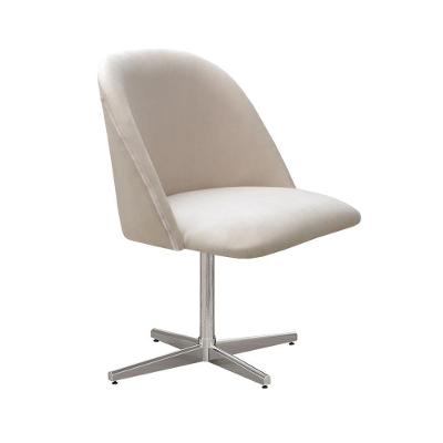 Poltrona Gaia Giratória Base Metal Suede com Apoio para os Braços Bege