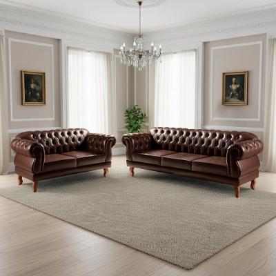 Conjunto de Sofás Duquesa 2 e 3 Lugares Couríssimo Café Bella Decor