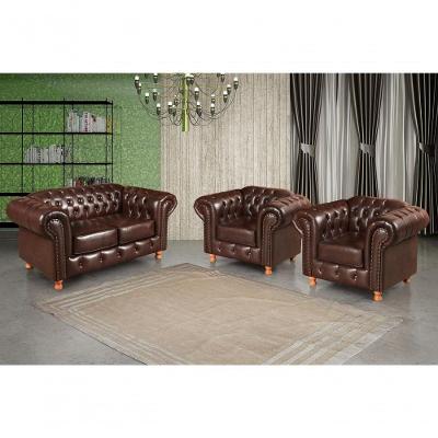 Conjunto Sofá Luis XV 4 Lugares Fixo Café Courissimo Bella Decor