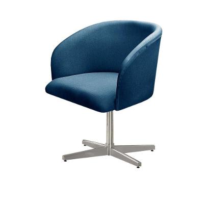 Poltrona Atenas Giratória Base Metal Linho Assento D26 Azul 330 Bella Decor