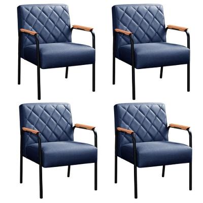 Kit 4 Poltronas Ludmilla Linho Ergonômicas Azul 330 Bella Decor