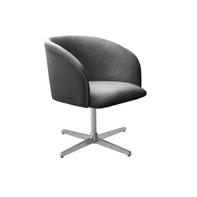 Poltrona Atenas Giratória Base Metal Suede Linho Cinza Bella Decor