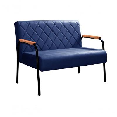 Namoradeira Ludmilla Veludo Azul 210 Pés Metal Matelassê Bella Decor