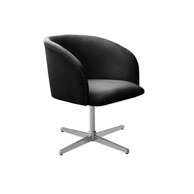 Poltrona Atenas Giratória Decorativa Veludo com Espuma D26 Assento Acolchoado Preto Bella Decor
