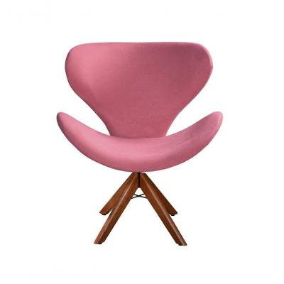 Poltrona Isis Giratória Decorativa de Madeira Suede com Espuma D26 Rosa Bella Decor