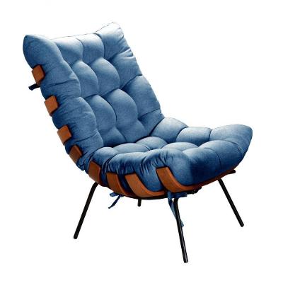Poltrona Costela Linho Fibra Siliconada Azul 330 Bella Decor