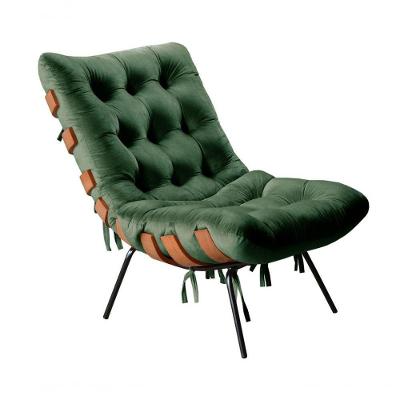 Poltrona Costela Decorativa em Veludo Fibra Siliconada Verde Bella Decor