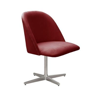 Poltrona Gaia Giratória Decorativa Suede Espuma D26 Bordô Base de Metal Bella Decor