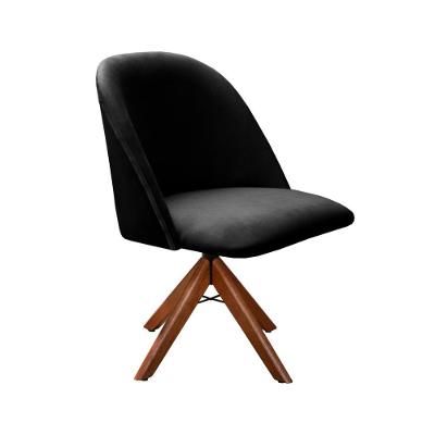 Poltrona Gaia Giratória Decorativa Veludo Assento Confortável Preto Bella Decor