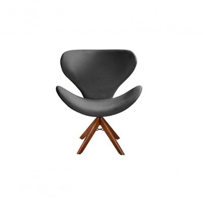 Poltrona Isis Decorativa Giratoria Base de Madeira Veludo com Espuma D26 Cinza Bella Decor