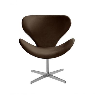 Poltrona Isis Giratória Base Metal Veludo Marrom Bella Decor