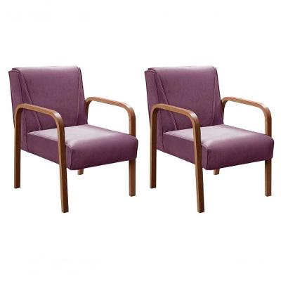 Kit 2 Poltronas Anita Decorativa Veludo Conforto com Espuma D26 Roxo 380 Bella Decor