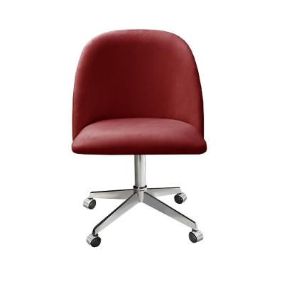 Poltrona Gaia Giratória com Rodinhas Suede Bordô Bella Decor