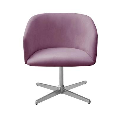 Poltrona Atenas Giratória de Metal Veludo Roxo 380 Bella Decor