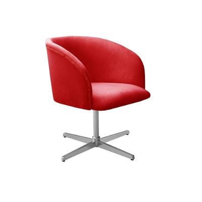 Poltrona Atenas Giratória Base Metal Suede Vermelho Bella Decor