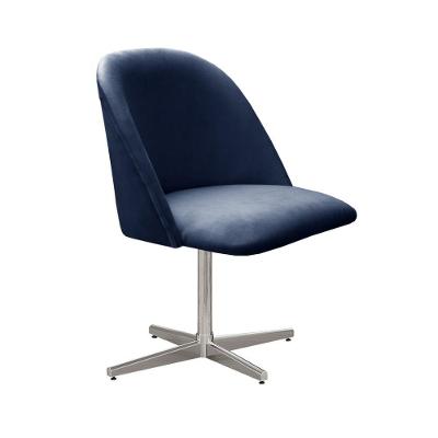 Poltrona Gaia Giratória de Metal Veludo Azul 210 Bella Decor