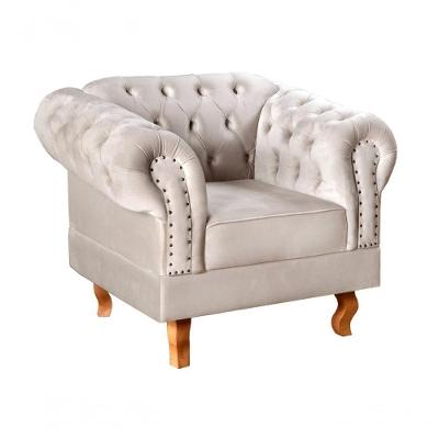 Poltrona Dom Pedro Suede Pés Torneados Espuma D26 Plus Bege Bella Decor