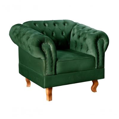 Poltrona Dom Pedro Veludo com Pés Torneados Verde Bella Decor