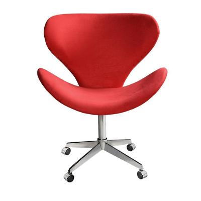 Poltrona Isis Giratória com Rodinhas Suede Vermelho Bella Decor