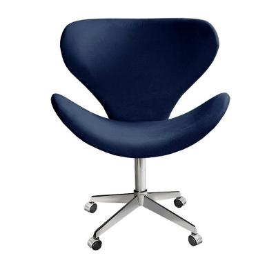 Poltrona Isis Giratória com Rodinhas Veludo Azul 210 Bella Decor