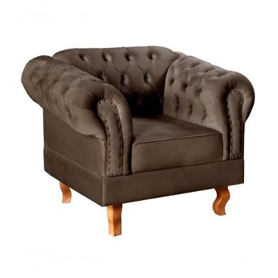 Poltrona Dom Pedro Decorativa Veludo com Encosto Macio Marrom 260 Bella Decor