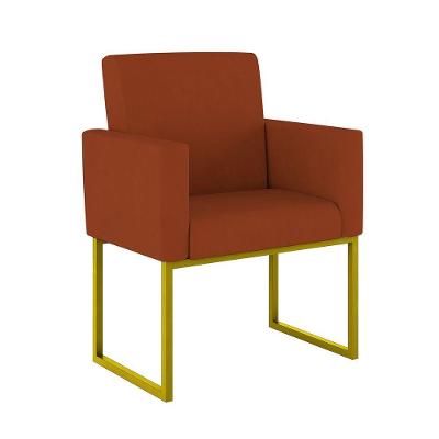 Poltrona Decorativa Nina Para Sala De Estar Balaqui Decor Suede Terracota