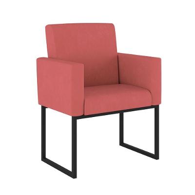 Poltrona Decorativa Nina Para Sala E Escritório Suede Rosa Balaqui Decor