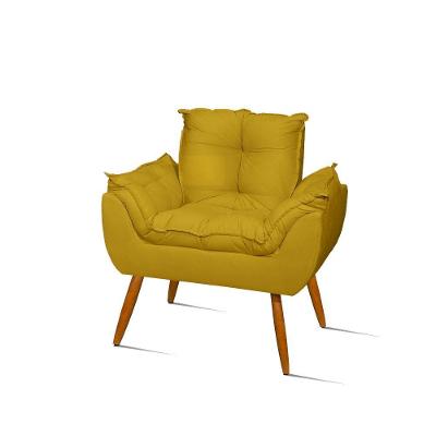 Poltrona Decorativa Opala Sala Quarto Escritório Suede Amarelo Balaqui Decor
