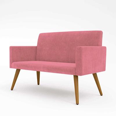 Kit Namoradeira E 2 Poltronas Nina Para Sala De Estar Suede Rosa Balaqui Decor