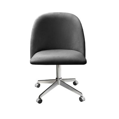Poltrona Gaia Giratória com Rodinhas Veludo Cinza 220 Bella Decor