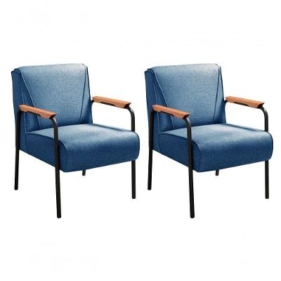 Kit 2 Poltronas Jade Linho Espuma D26 Confortáveis Azul 330 Bella Decor
