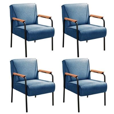 Kit 4 Poltronas Jade em Linho com Espuma D26 Azul 330 Bella Decor