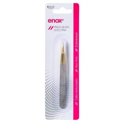 Pinça Enox Silver Gold Fina Ref.1702 Ponta Fina Prata Belliz Company