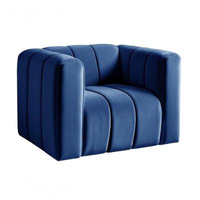 Poltrona Mona Veludo Encosto Alto Espuma D28 Azul Bella Decor