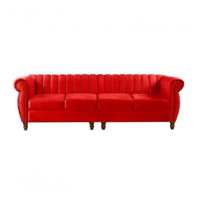 Sofá Realeza 4 Lugares 246CM Vermelho Suede Bella Decor