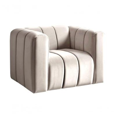 Poltrona Mona Suede Encosto Alto Confortável Bege Bella Decor