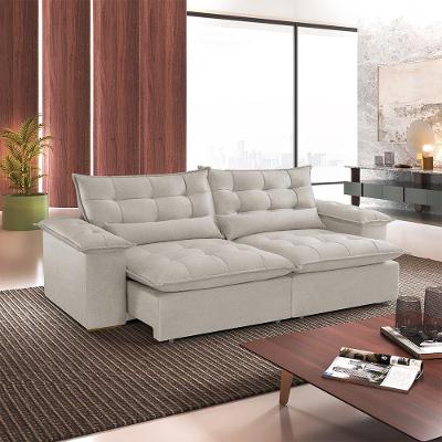 Sofá Retrátil e Reclinável Alice A302 250cm Linho Branco 3 Lugares Meu Sofá Online