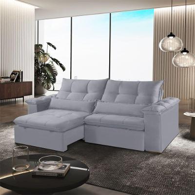 Sofá Exclusive B026 4 Lugares Retrátil e Reclinável 290cm Prata Meu Sofá Online