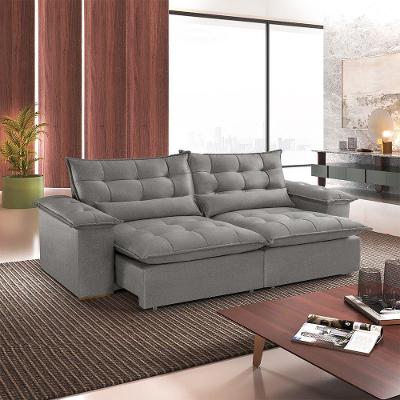 Sofá Alice A230 3 Lugares Retrátil e Reclinável 250cm Linho Cinza