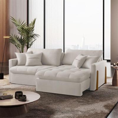 Sofá Cama A302 3 Lugares Retrátil e Reclinável 180cm Branco Linho