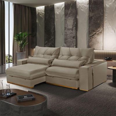 Sofá A226 4 Lugares Retrátil e Reclinável 290cm Bege Meu Sofá Online