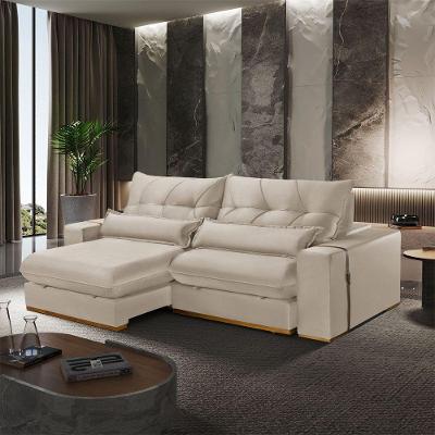 Sofá A294 3 Lugares Retrátil e Reclinável 210cm Creme Meu Sofá Online